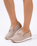 Gwendolyn-Helena | Women's Mesh Slip-On Loafer Sneakers with Gold Horsebit Detail