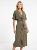 Bianca-Lucille | Women's Twist-Front Wrap Midi Dress