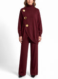 Evelina-Selma | Women's Asymmetrical Button Knit Set