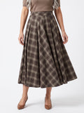 Nadine-Lorraine | Women's Pleated Checked Midi Skirt