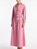 Ophelia-Tamara | Women's Belted Button-Front Denim Shirt Dress