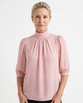 Isabelle | Women's Pleated High-Neck Blouse