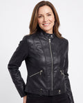 Astrid-Genevieve | Women's Cropped Leather-Look Moto Jacket