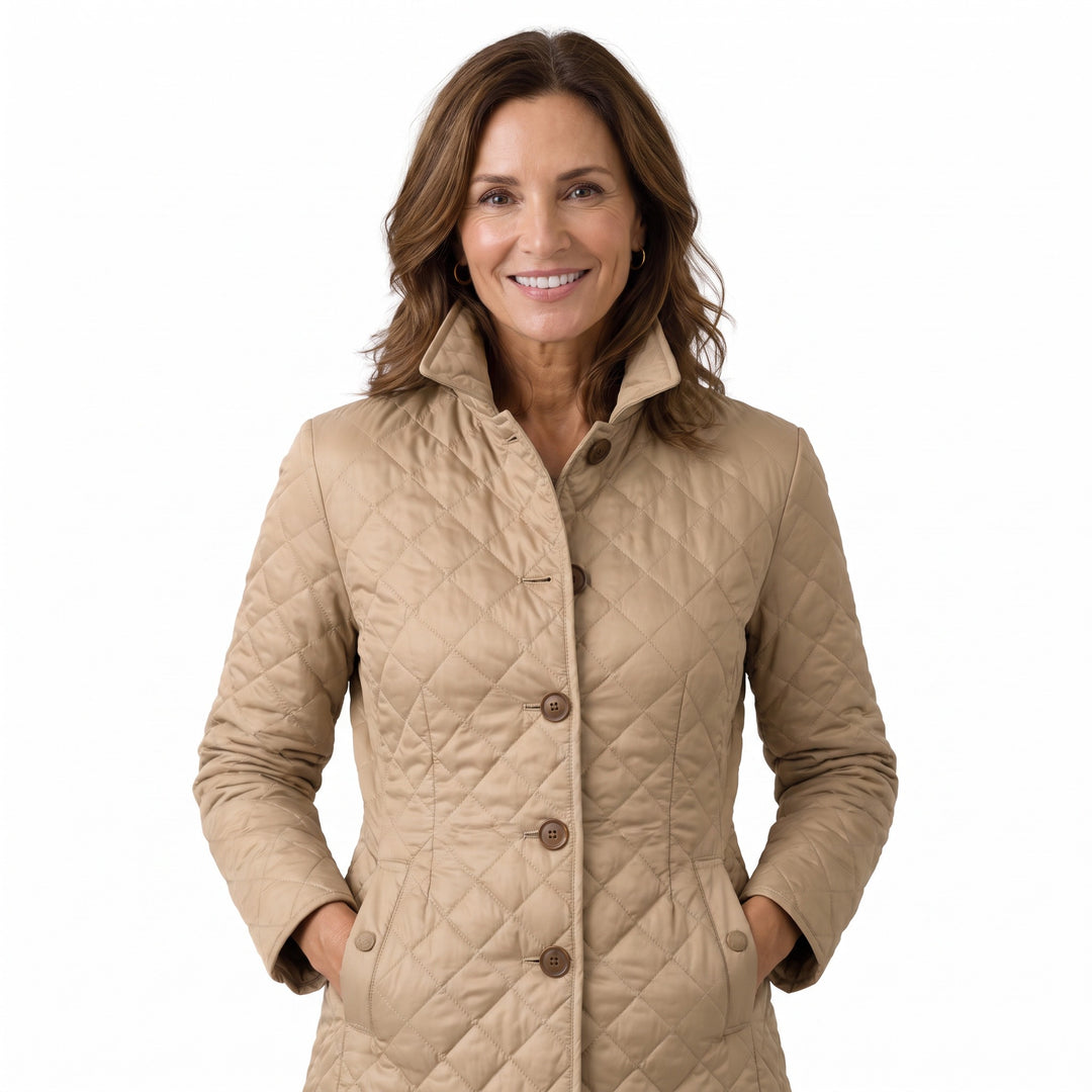 Women's Khaki Quilted Puffer Jacket