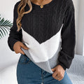 Adele-Agnes | Women's Color-Block Round Neck Sweater