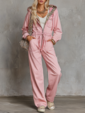Hazel-Judith | Women's Hooded Denim Jumpsuit