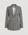 Magda-Verna | Women's Houndstooth Tailored Single-Button Blazer