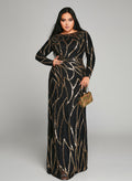 Renata-Katharine | Women's Long Sleeve Sequin A-Line Dress