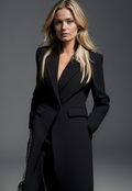 Georgia-Celeste | Women's Long Trench Coat with Notch Lapels