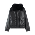 Katharine-Georgia | Women's Oversized Bomber Jacket with Fur-Look Collar