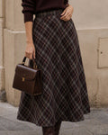 Harriet-Irene | Women's Plaid Elastic-Waist Midi Skirt