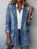 Rosemary | Women's Relaxed Blazer with Floral Lace Panels