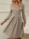 Cornelia-Dorothea | Women's Ribbed Knit Midi Dress with Boat Neck
