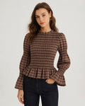 Verna | Women's Ruffled Plaid Blouse