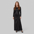 Virginia-Penelope | Women's Sequin-Spliced Long-Sleeve Maxi Dress
