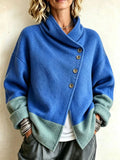 Ophelia-Sybil | Women's Two-Tone Asymmetrical Cardigan