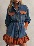 Colette-Aurelia | Women's Western Ruffle Hem Denim Mini Dress