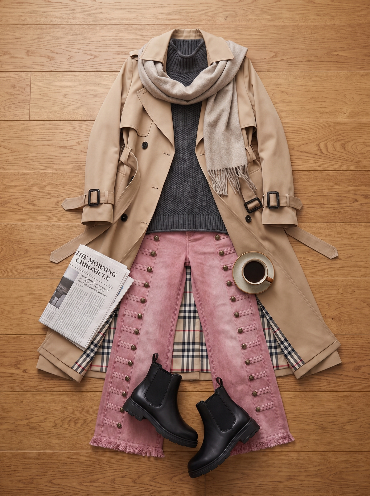The City Trench Look flat lay