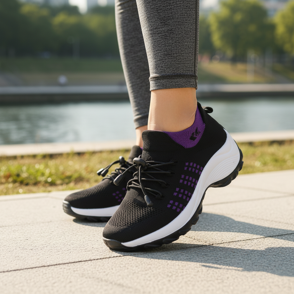 Ambulo Orthopedic Shoes Purple Black for Women - View 2