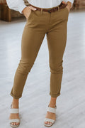 Marguerite | Women's Belted Slim-Fit Chino Pants