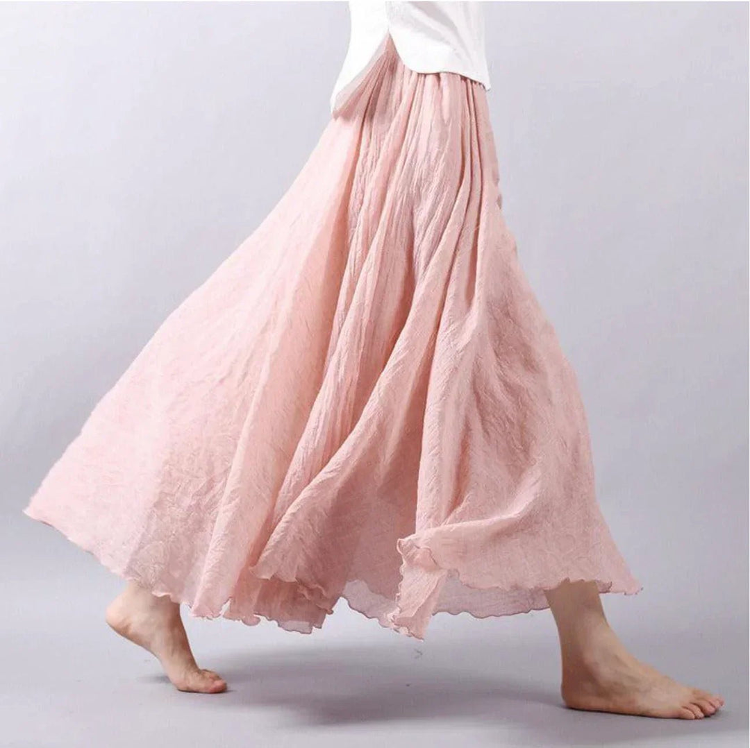 Rosie | Plus Size Boho Maxi Skirt High Waist Cotton Flowy Tiered - Women&
