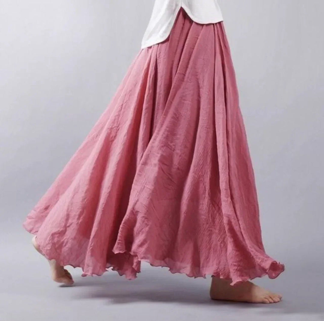 Rosie | Plus Size Boho Maxi Skirt High Waist Cotton Flowy Tiered - Women&