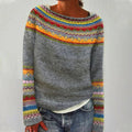 Astrid | Plus Size Fair Isle Jumper Wide Neckline Knit