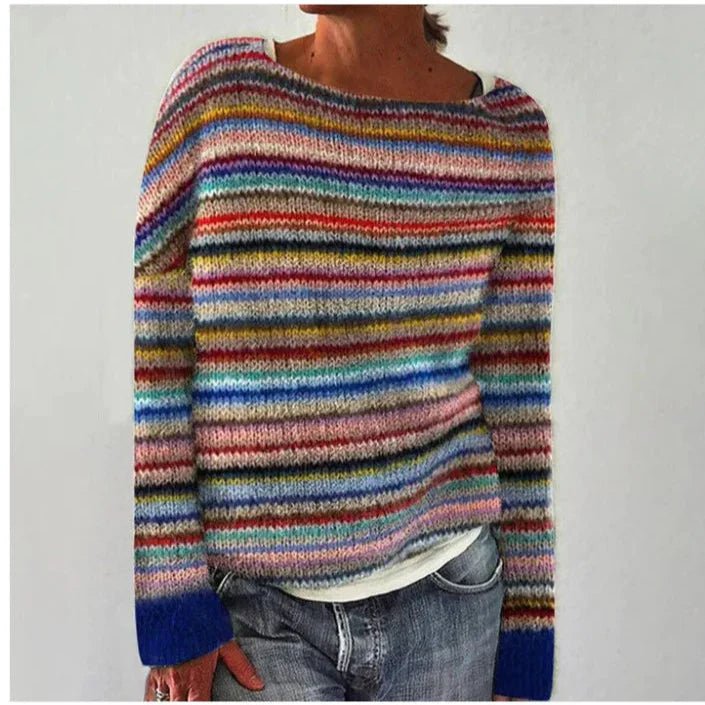 Ella | Plus Size Fair Isle Jumper Wide Neckline Knit - Women&