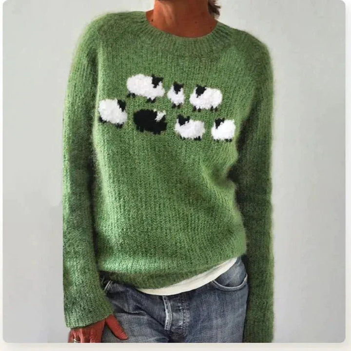Ella | Plus Size Fair Isle Jumper Wide Neckline Knit - Women&