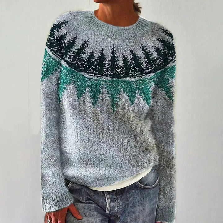 Ella | Plus Size Fair Isle Jumper Wide Neckline Knit - Women&