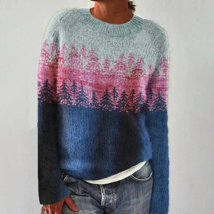Ella | Plus Size Fair Isle Jumper Wide Neckline Knit - Women&