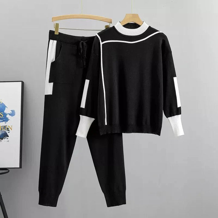 Ava | Plus Size Knitted Tracksuit Two Piece Set Comfort Loungewear - Women&