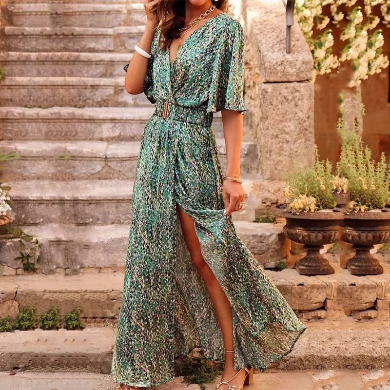 Rosie | Plus Size Maxi Dress V-Neck Bohemian Long Summer Wrap - Women's Bohemian | Nancy Callen Fashion