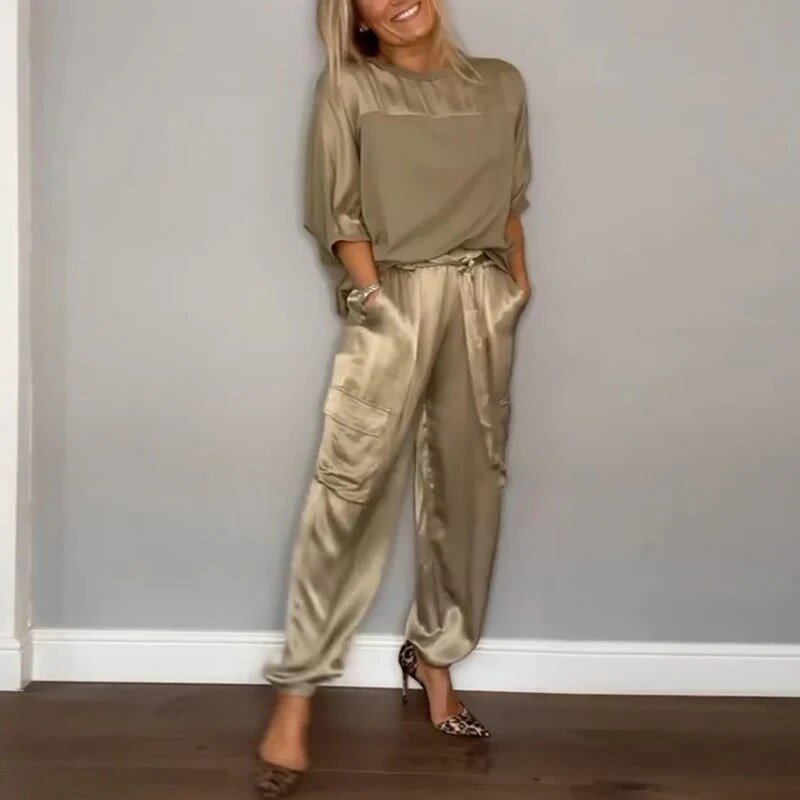 Sienna | Plus Size Two Piece Set Utility Cargo Trousers Top Matching - Women's Casual Coordinates | Nancy Callen Fashion