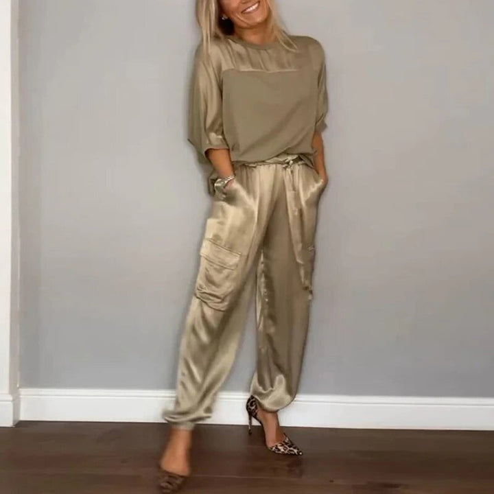 Sienna | Plus Size Two Piece Set Utility Cargo Trousers Top Matching - Women&