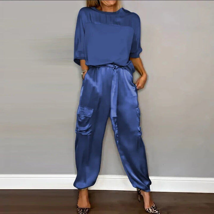 Sienna | Plus Size Two Piece Set Utility Cargo Trousers Top Matching - Women&