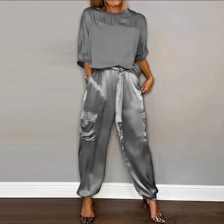 Sienna | Plus Size Two Piece Set Utility Cargo Trousers Top Matching - Women&