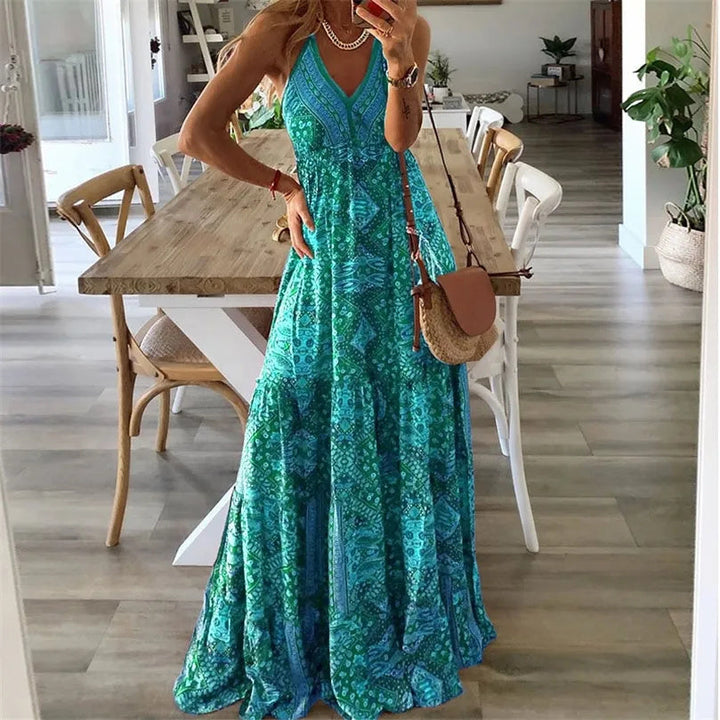 Sydney | Boho V Neck Maxi Dress