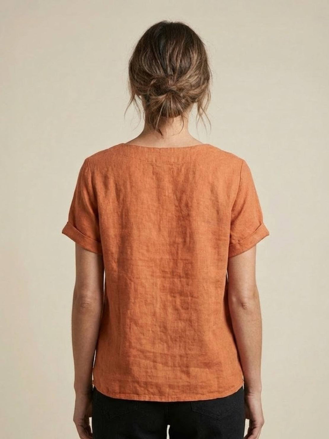 Grace | Linen Round Neck Button Blouse
