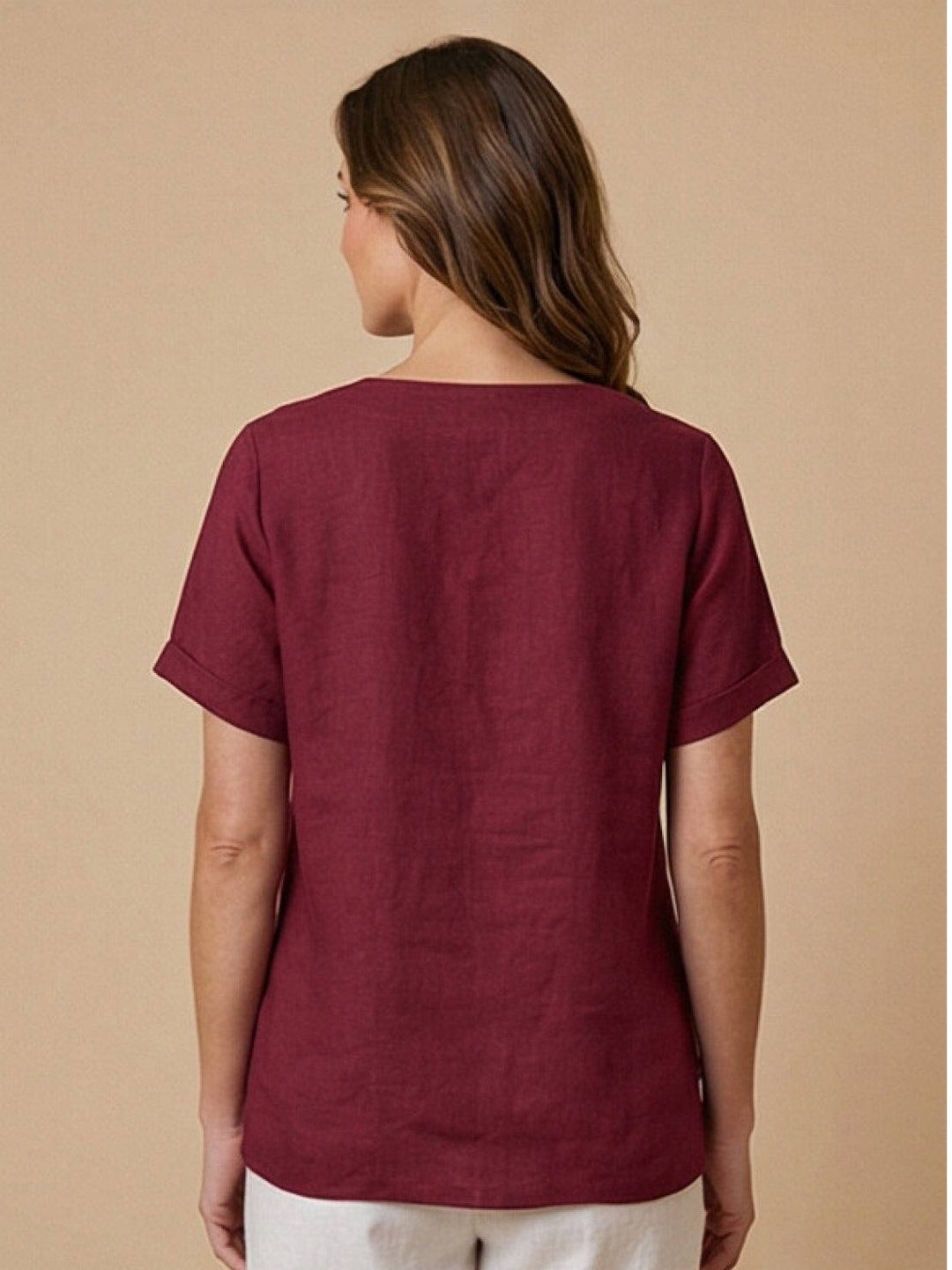 Grace | Linen Round Neck Button Blouse