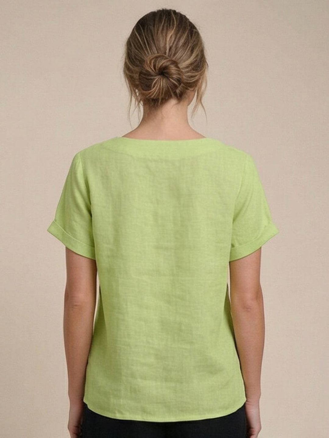 Grace | Linen Round Neck Button Blouse