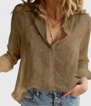 Faith | Linen V Neck Button Blouse