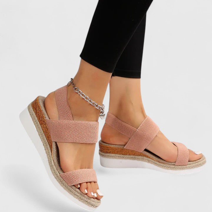 Coralie espadrille platform wedge sandal - Blush Pink