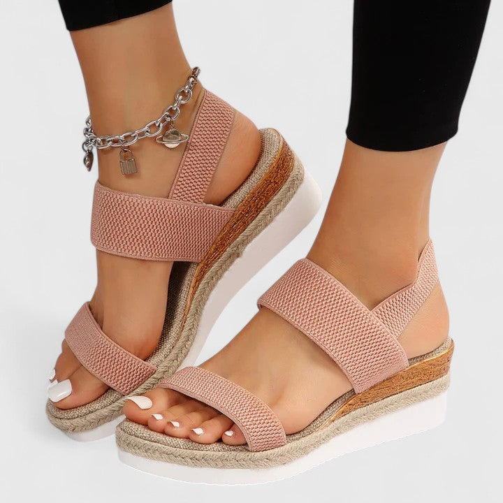 Coralie espadrille platform wedge sandal - Blush Pink pair