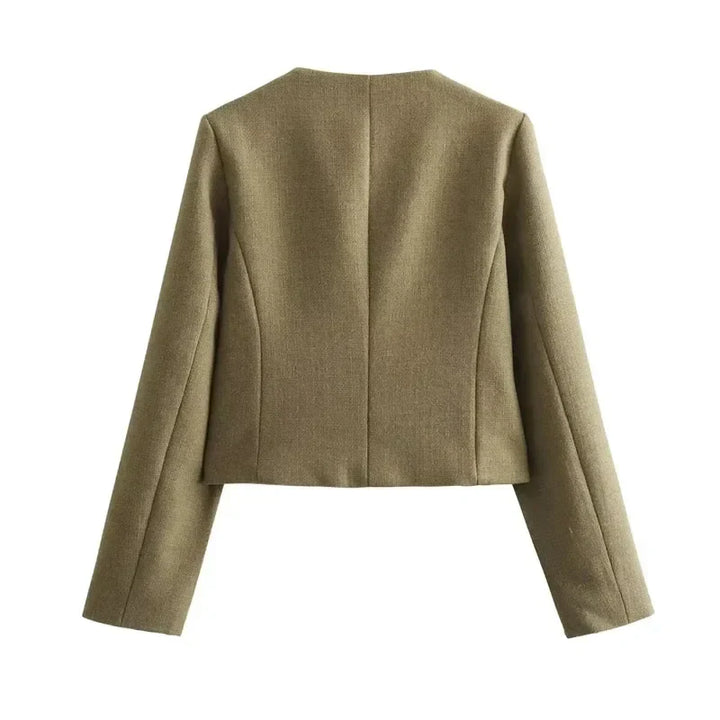 Chloe | Cropped Button Front Bomber Jacket