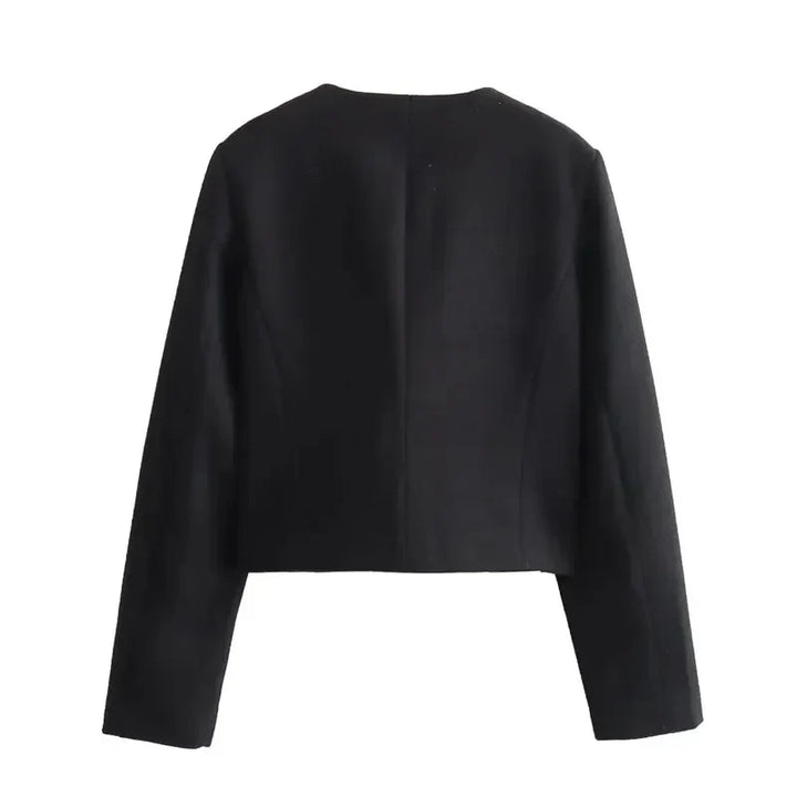 Chloe | Cropped Button Front Bomber Jacket
