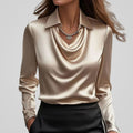 Adele | Women's Draped-Neck Satin Blouse