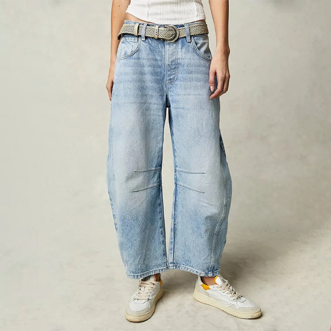 Olivia | Women's High-Waist Barrel-Leg Relaxed-Fit Denim Jeans