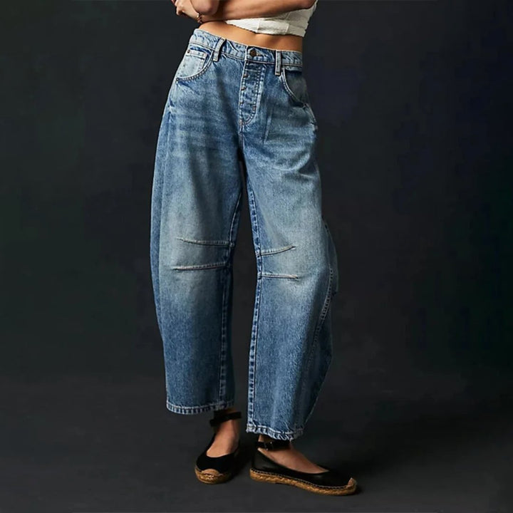 Olivia | Women's High-Waist Barrel-Leg Relaxed-Fit Denim Jeans