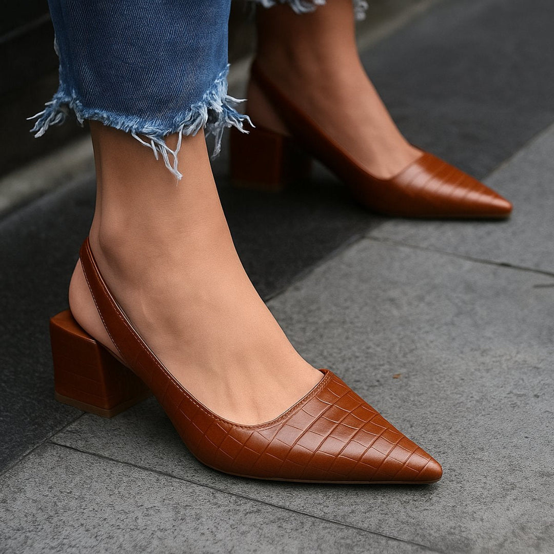 Scarlett | Women's Pointed Toe Slingback Flats Low Heel Structured - Women's Pointed Toe | Nancy Callen Fashion